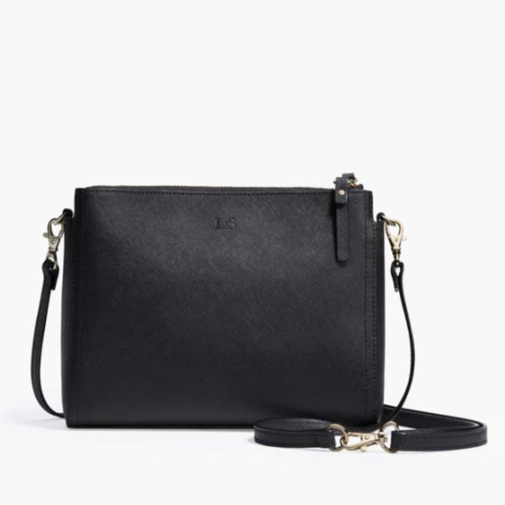 Lo & Sons Pearl Saffiano Black Crossbody Bag